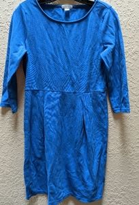 Garnet Hill Royal Blue Fit Flare Long Sleeve Dress